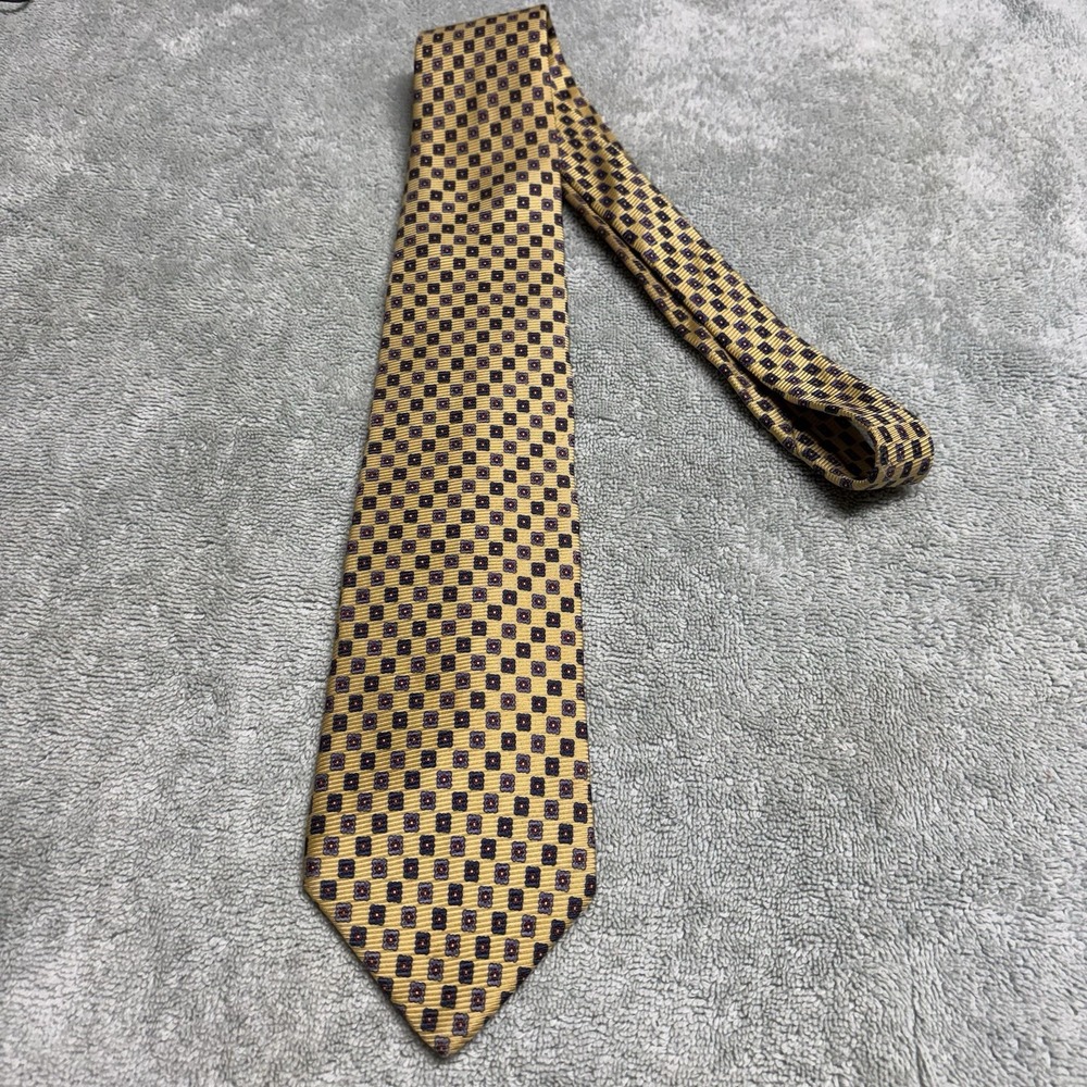 Vintage Brooks Brothers Silk Tie Made In USA Yellow Geometric